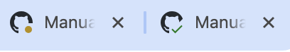 실행 중(노란 점)과 성공(초록 체크)을 색으로 구분하는 GitHub Actions의 탭 파비콘
